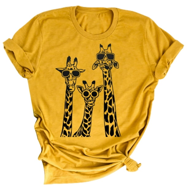 Colourful Giraffe Animals T-Shirt Funny Cute Womens Mens Tee
